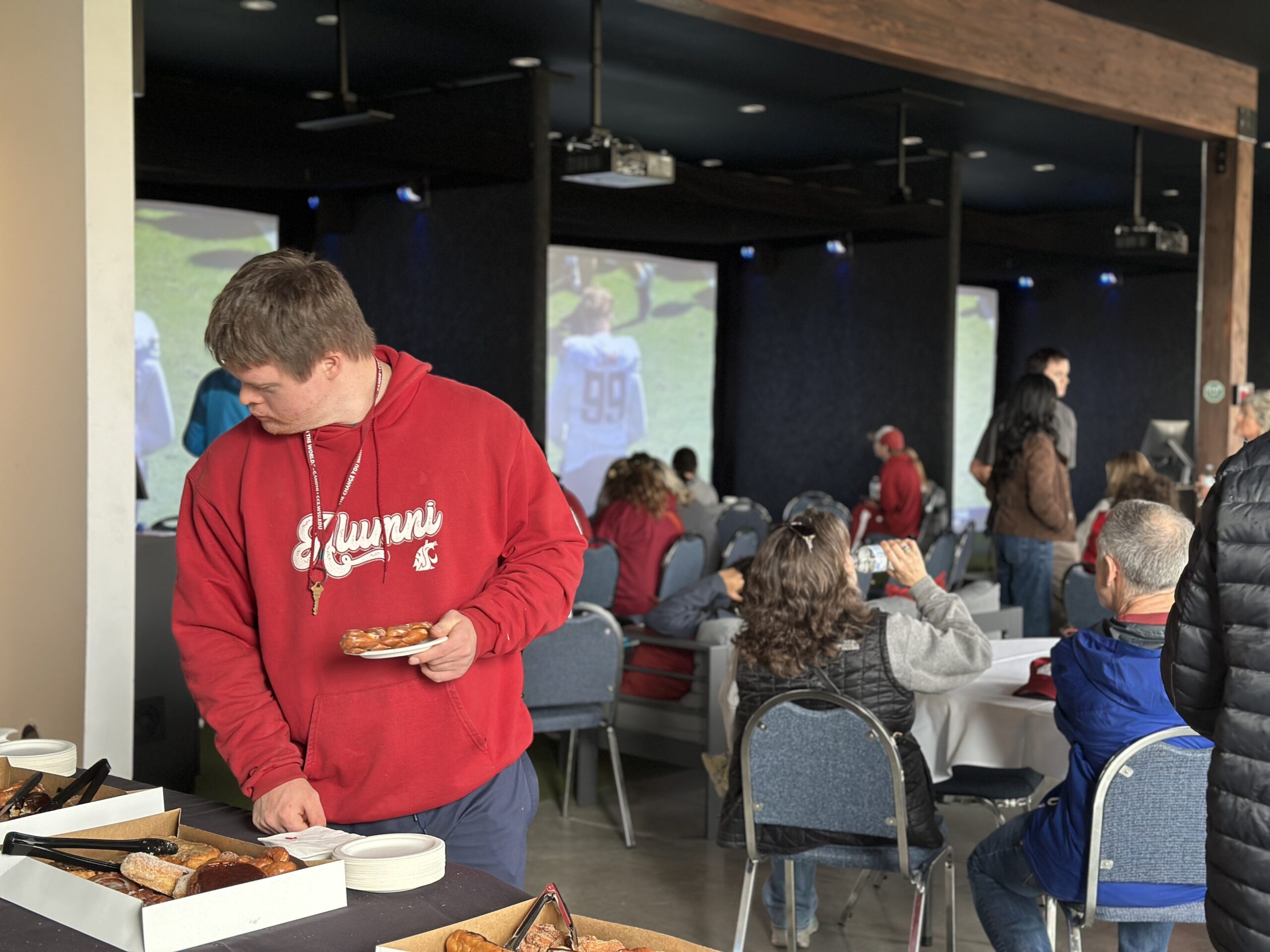 Watch party event. Watch the game or a movie on our HUGE simulator screens.