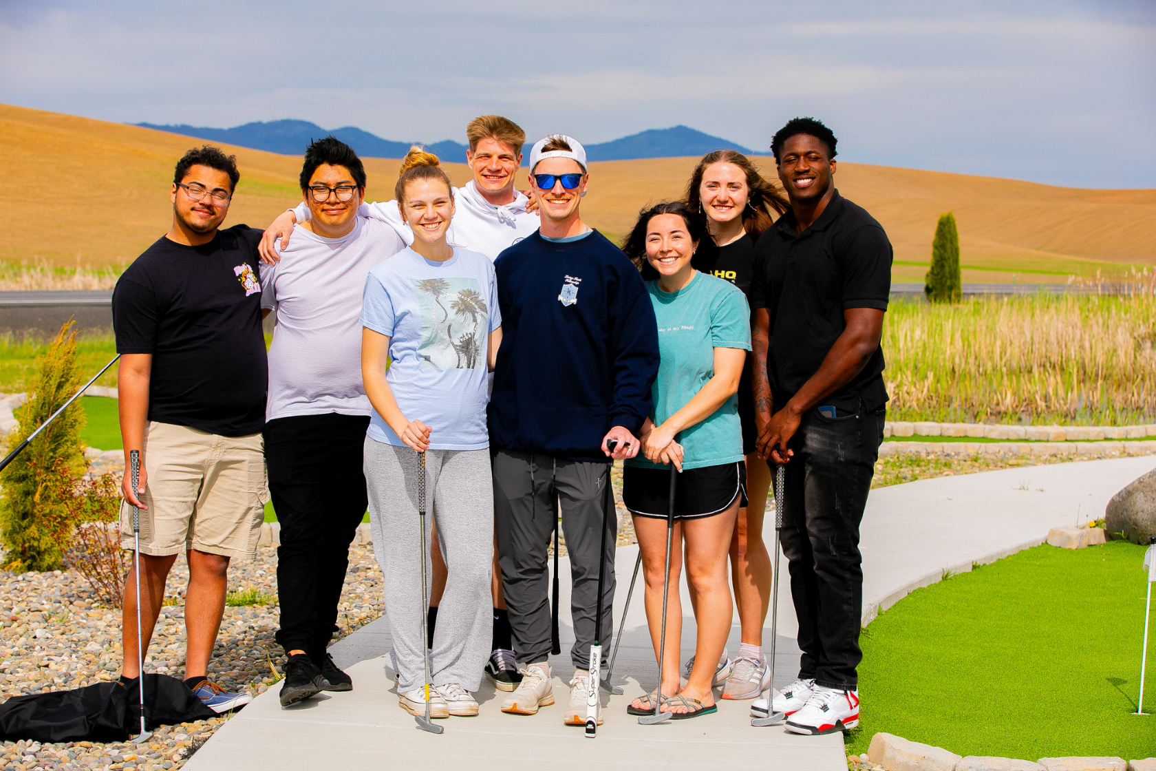 mini golf group picture. small group outing